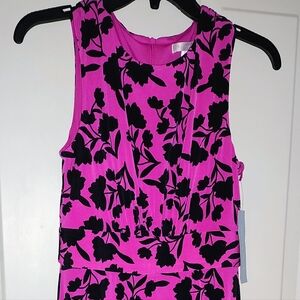 London Times Pink and Black Patterned Dress Size 0 New With Tags